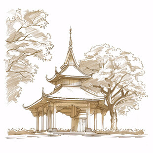 爱晚亭城市插画素材