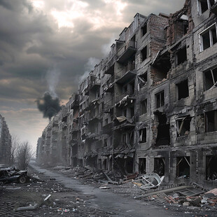 被轰炸的建筑物