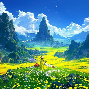 唯美梦幻花田场景