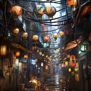 庙街插画