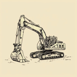 挖土机线描