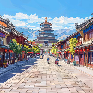 北宋古城插画