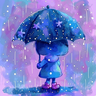 彩绘听见雨的声音插画