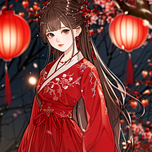 红衣少女设计古风