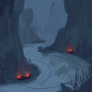 蜿蜒河流山间道路