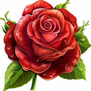 写实手绘玫瑰花素材