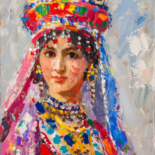 少数民族涂鸦油画