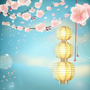 灯笼梅花背景图