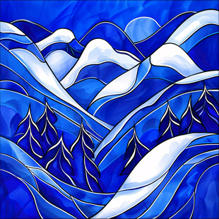 高清抽象时尚蓝色山水