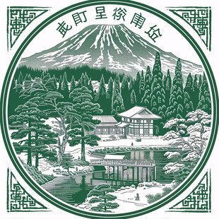 圆形避暑山庄线稿