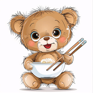 卡通霸气小熊拿着大勺