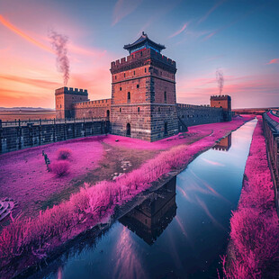 梦幻粉红色长城堡