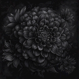 复古风黑底大花朵图案