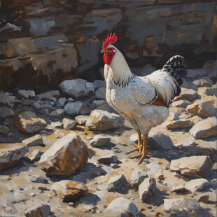 大公鸡油画