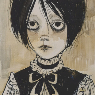 眼睛受伤的女孩手绘