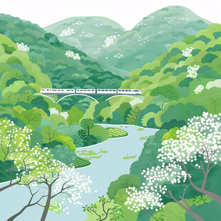 山林中行驶的动车