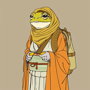 穿风衣的青蛙形象