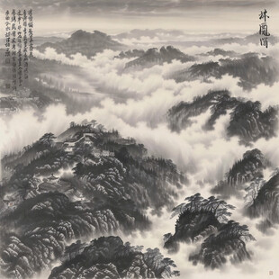 高山云海玄关壁画