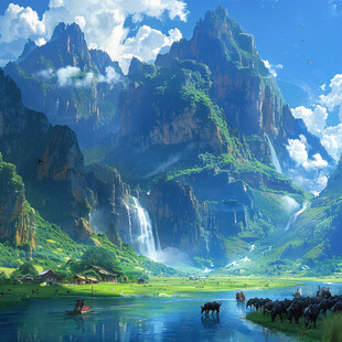 插画山水风景