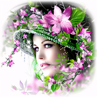 鲜花与美女手绘