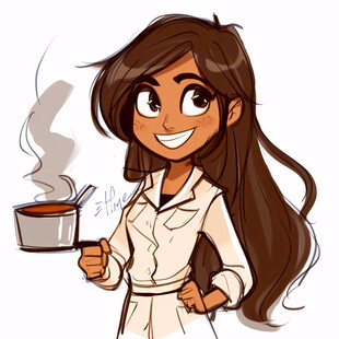 卡通美女拿咖啡头像