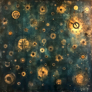 圆形星空吊项抽象画