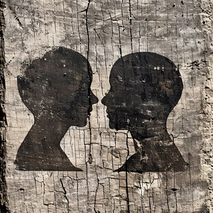 木雕夫妇头像