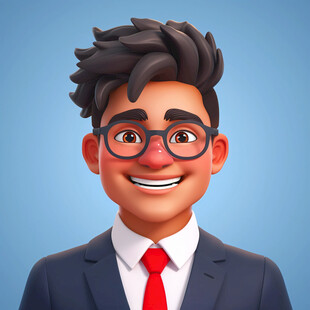 戴眼镜微笑人物