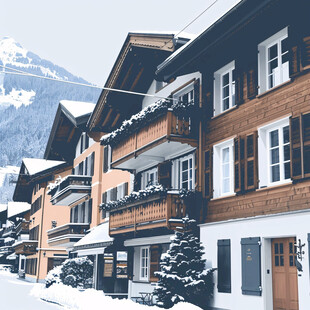 瑞士插画手绘装饰画