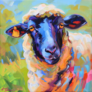 手绘梦幻羊风格装饰画