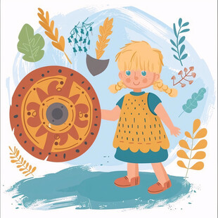 轮胎卡通小女孩