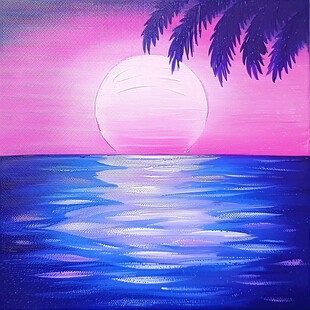 海上落日插画