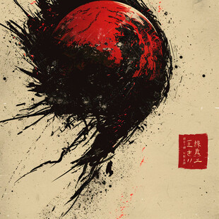 水墨韩国韩国红色水彩