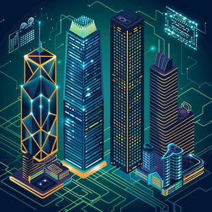 俄罗斯科技感建筑插画