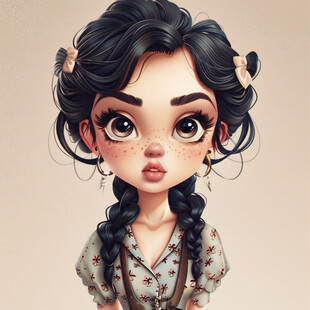 手绘俏皮女孩头像插画