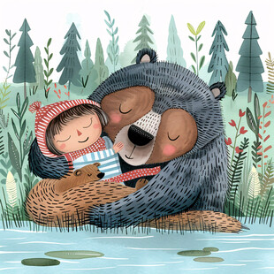 熊和女孩插画