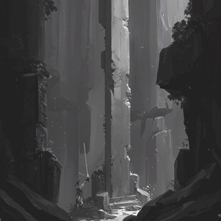 水泥废墟插画