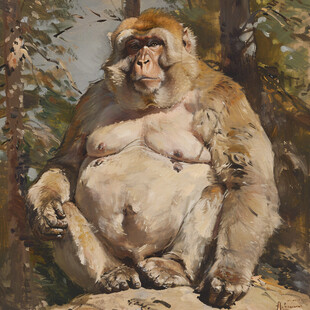 猴子油画