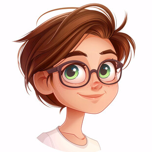 插画人物戴眼镜女孩