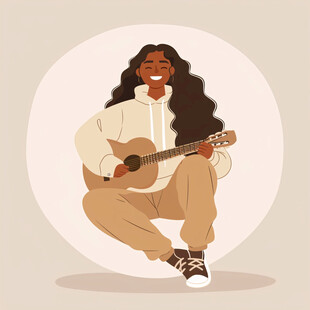 吉他人物插画
