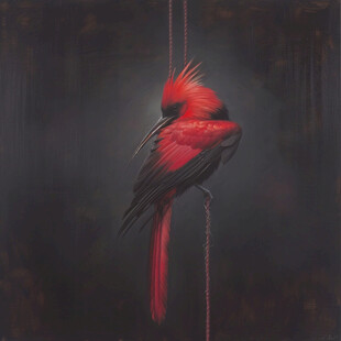 手绘北美主红雀