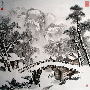 传统雪景国画