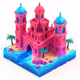 粉色漂浮城堡