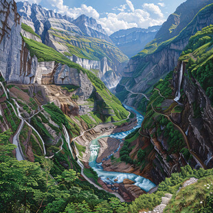 二滩水电站插画