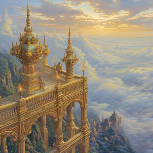 北欧美式天宫风景画