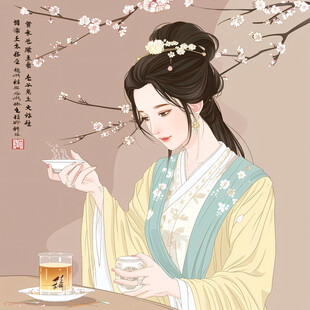 茶女插画