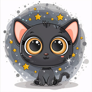 黑色猫猫星星海洋