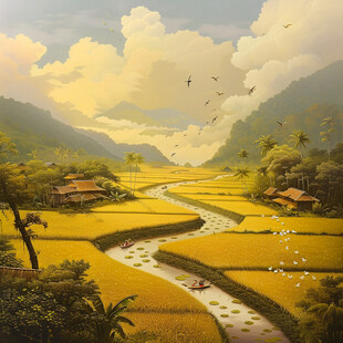 稻田鱼插画