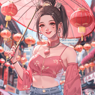古风美女过年