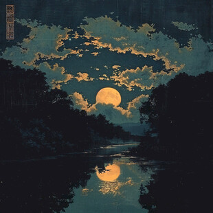 皓月雄风景观插画